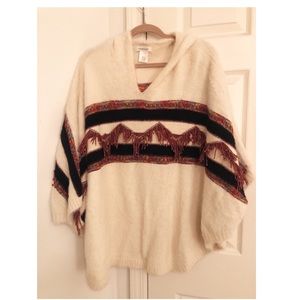Multi color detail poncho sweater